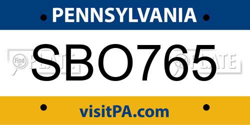 SBO765 Pennsylvania License Plate