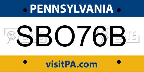 SBO76B Pennsylvania License Plate