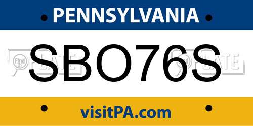 SBO76S Pennsylvania License Plate