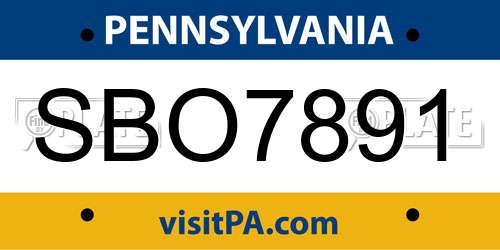 SBO7891 Pennsylvania License Plate