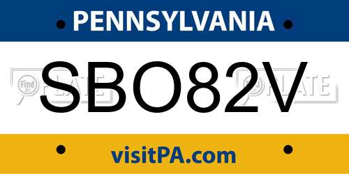 SBO82V Pennsylvania License Plate