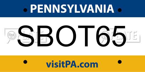 SBOT65 Pennsylvania License Plate