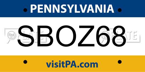 SBOZ68 Pennsylvania License Plate