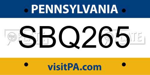 SBQ265 Pennsylvania License Plate