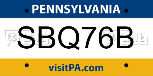 SBQ76B Pennsylvania License Plate