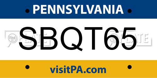 SBQT65 Pennsylvania License Plate