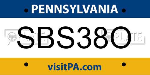 SBS38O Pennsylvania License Plate