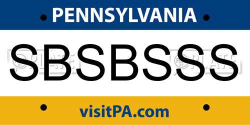 SBSBSSS Pennsylvania License Plate
