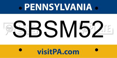 SBSM52 Pennsylvania License Plate