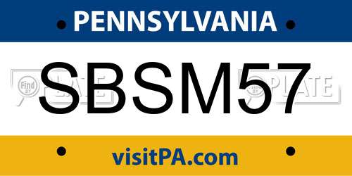 SBSM57 Pennsylvania License Plate