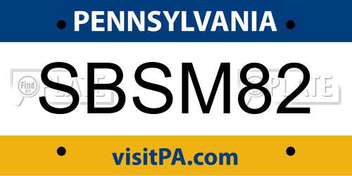 SBSM82 Pennsylvania License Plate