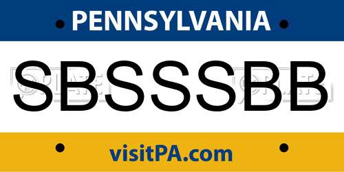 SBSSSBB Pennsylvania License Plate