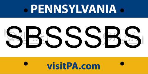 SBSSSBS Pennsylvania License Plate