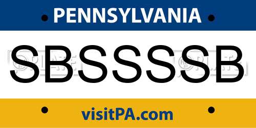 SBSSSSB Pennsylvania License Plate