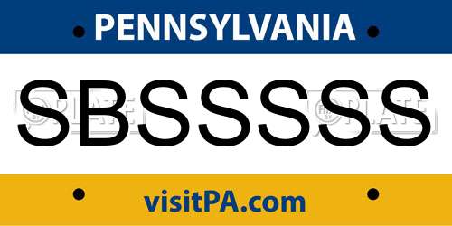 SBSSSSS Pennsylvania License Plate