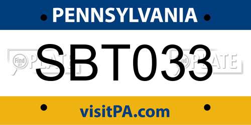 SBT033 Pennsylvania License Plate