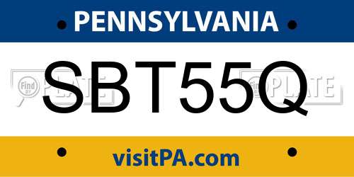 SBT55Q Pennsylvania License Plate