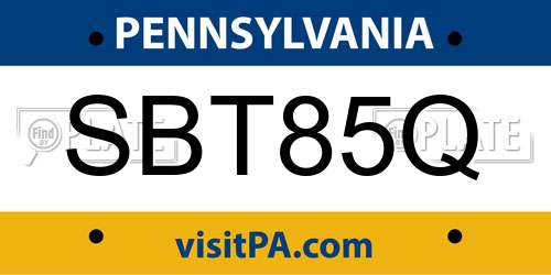 SBT85Q Pennsylvania License Plate