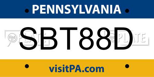 SBT88D Pennsylvania License Plate