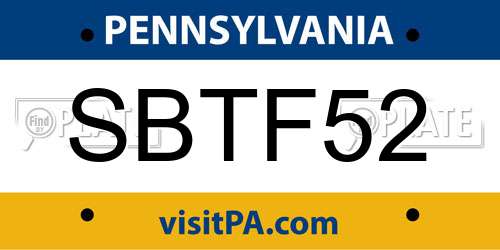 SBTF52 Pennsylvania License Plate
