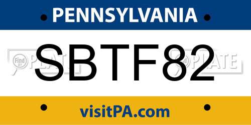 SBTF82 Pennsylvania License Plate