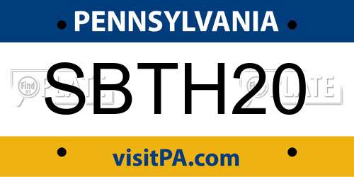 SBTH20 Pennsylvania License Plate