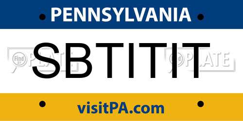 SBTITIT Pennsylvania License Plate