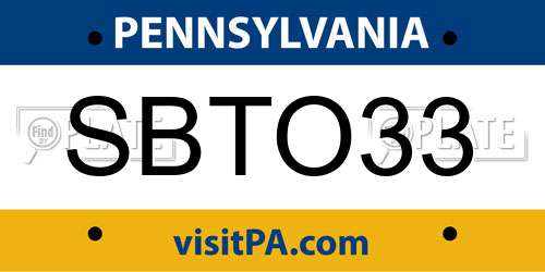 SBTO33 Pennsylvania License Plate