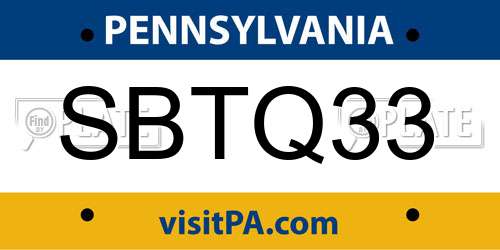 SBTQ33 Pennsylvania License Plate