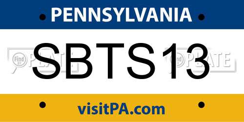 SBTS13 Pennsylvania License Plate