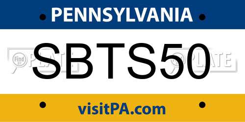 SBTS50 Pennsylvania License Plate