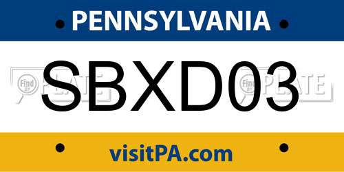 SBXD03 Pennsylvania License Plate