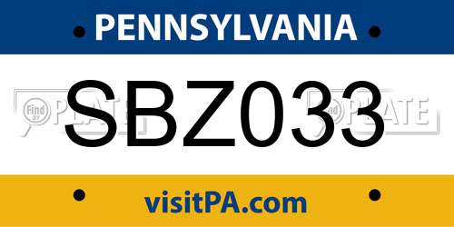 SBZ033 Pennsylvania License Plate