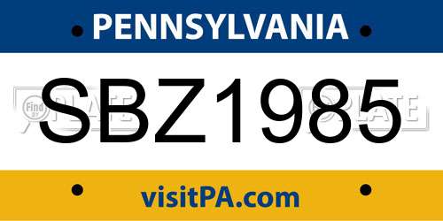SBZ1985 Pennsylvania License Plate