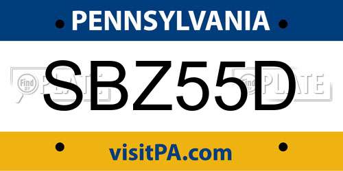 SBZ55D Pennsylvania License Plate