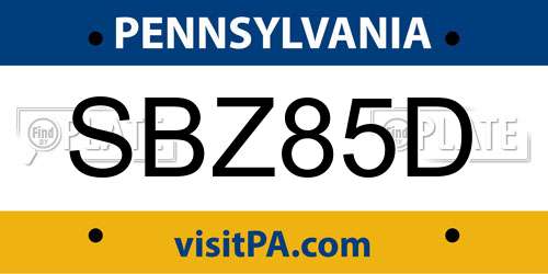 SBZ85D Pennsylvania License Plate