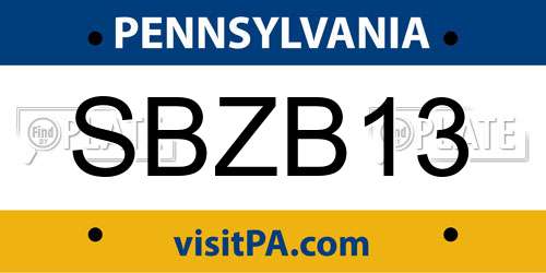 SBZB13 Pennsylvania License Plate