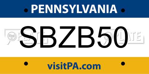 SBZB50 Pennsylvania License Plate