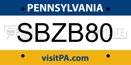SBZB80 Pennsylvania License Plate