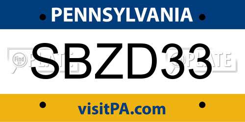 SBZD33 Pennsylvania License Plate