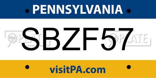 SBZF57 Pennsylvania License Plate