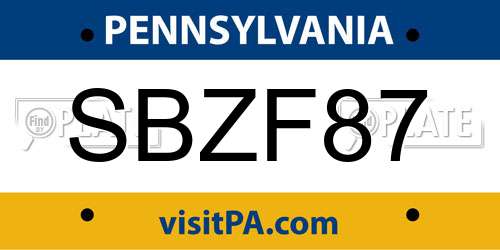 SBZF87 Pennsylvania License Plate