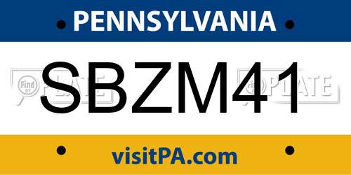 SBZM41 Pennsylvania License Plate