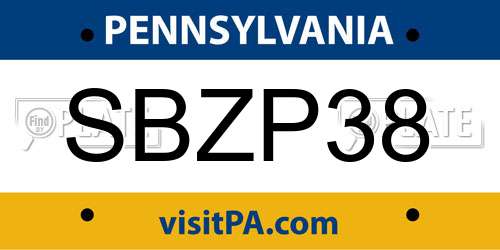 SBZP38 Pennsylvania License Plate