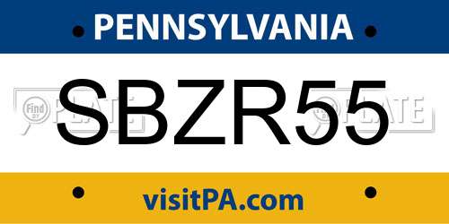 SBZR55 Pennsylvania License Plate