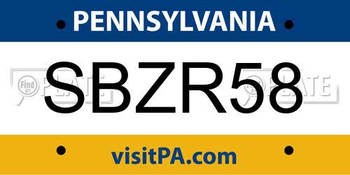 SBZR58 Pennsylvania License Plate
