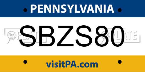 SBZS80 Pennsylvania License Plate