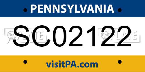 SC02122 Pennsylvania License Plate