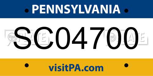 SC04700 Pennsylvania License Plate