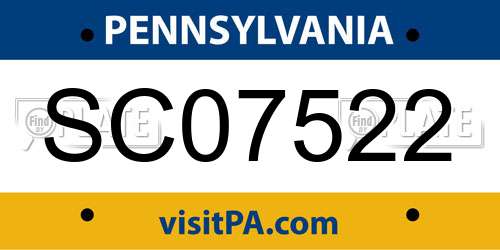 SC07522 Pennsylvania License Plate